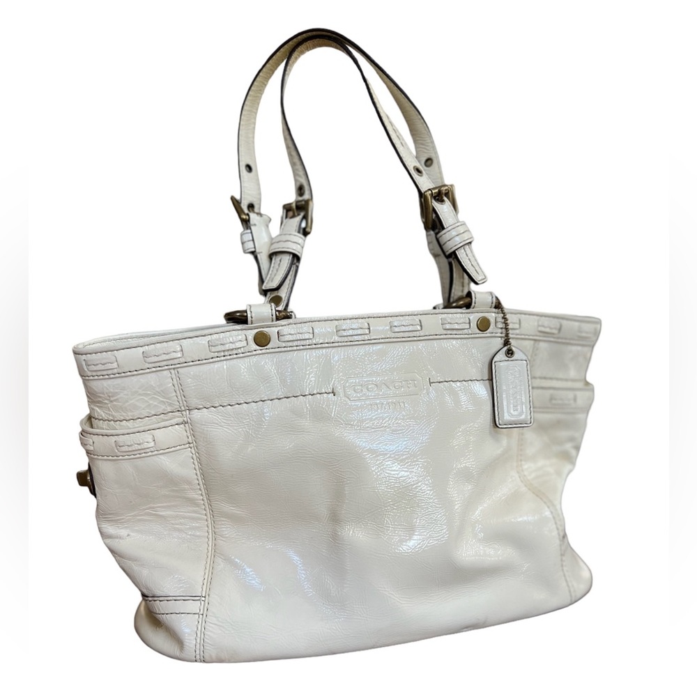 🌸Coach Patent Leather Satchel Shoulder Bag Cream A0873-11500🌸